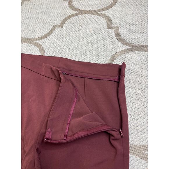 AKRIS slim stretch skinny viscose interior slit hem burgundy pants, size 4 - Picture 6 of 13